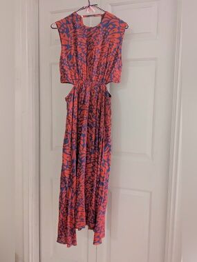 Animale Clothing Coral and Cobalt Abstract Print Dress